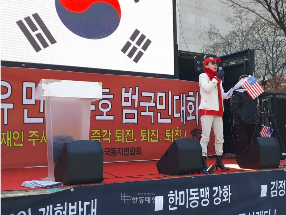 임연희 태극기 가수, 3.1절 태극기 집회 활략상(서울특별시 광화문 세종문화예술회관 앞에서...)